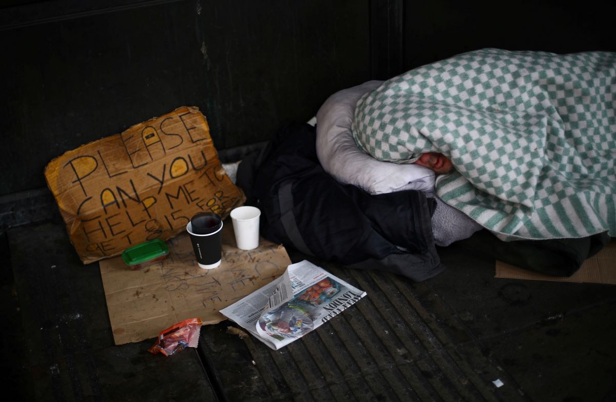 A homeless person is seen in Westminster, London, Britain, April 29, 2020