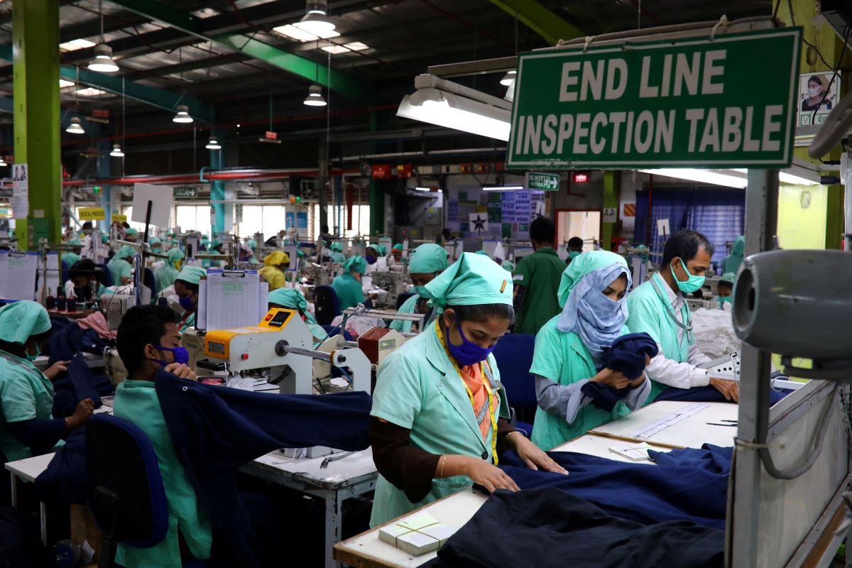 Garment employees work at Fakhruddin Textile Mills Limited in Gazipur, Bangladesh, February 7, 2021