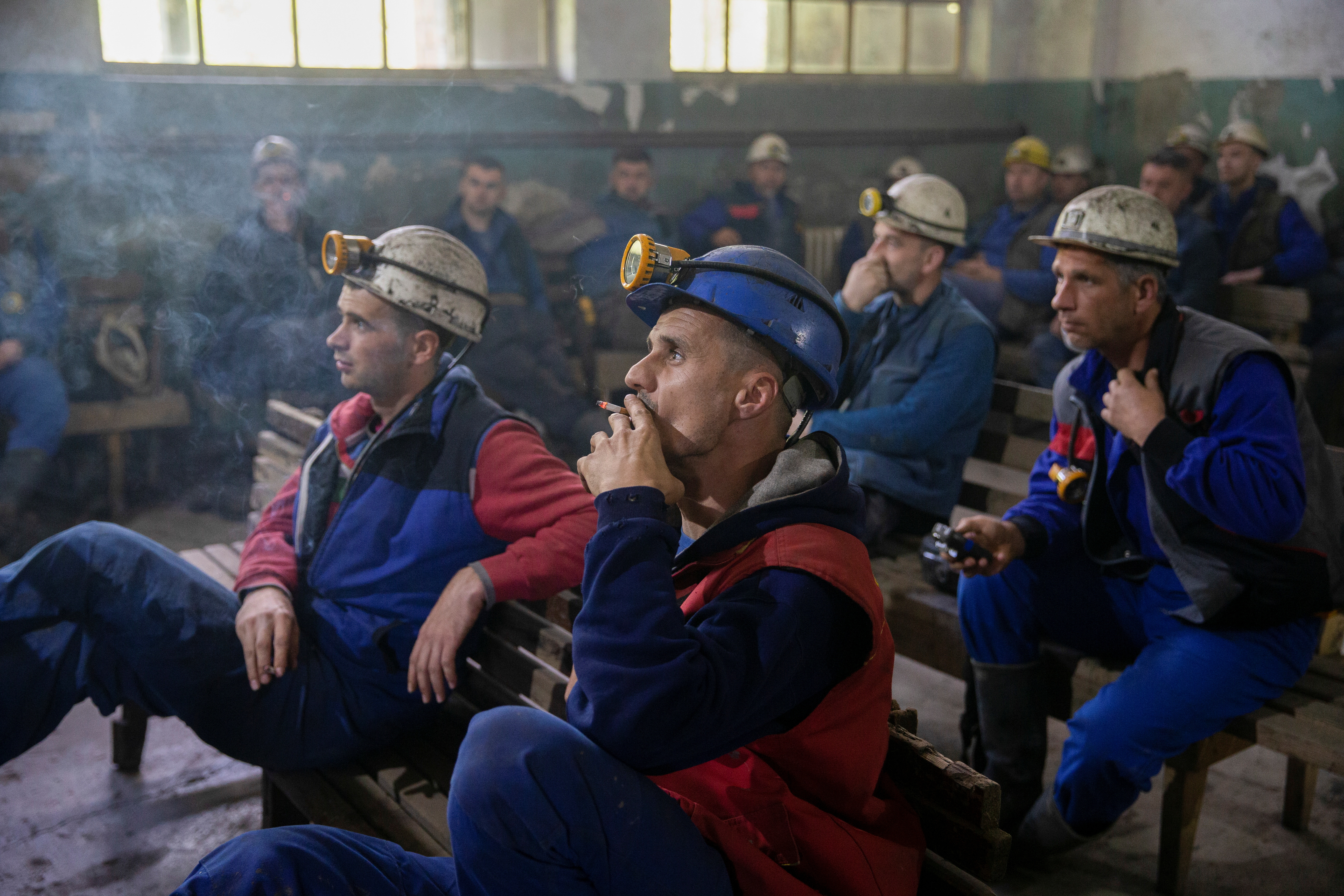 Coal miners prepare to work in coal mine Abid Lolic in Nova Bila, Bosnia and Herzegovina May 12, 2021. REUTERS/Dado Ruvic