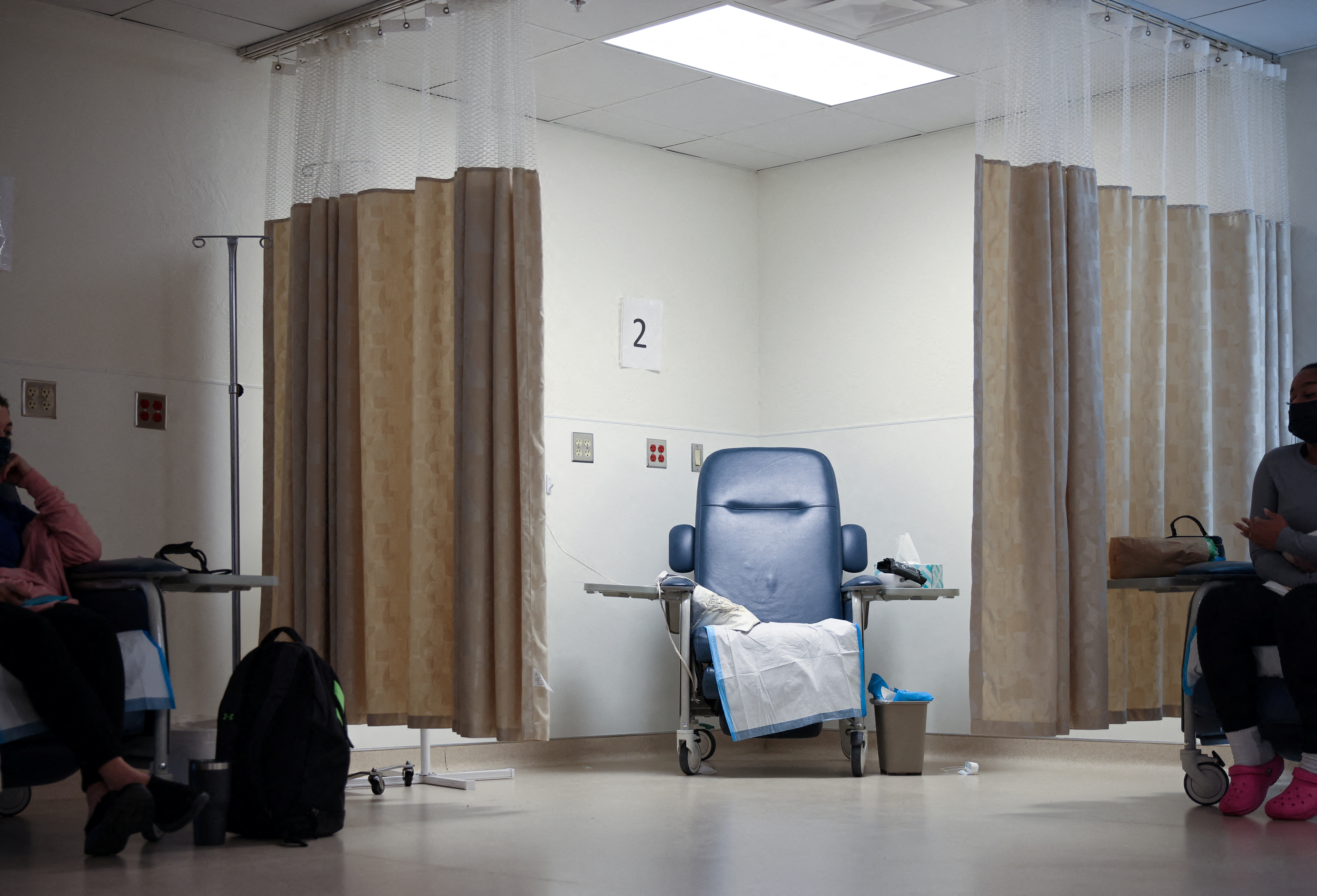 Two women wait in a recovery room following their abortions at the Trust Women clinic in Oklahoma City in 2021. REUTERS/Evelyn Hockstein