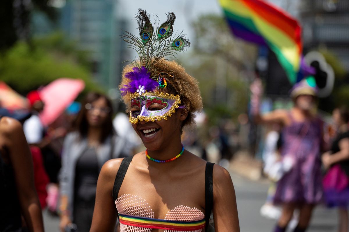 A person attends the Johannesburg Pride celebration which proceeded despite the reported threat of a terror attack in Sandton, Johannesburg, South Africa October 29, 2022. REUTERS/James Oatway