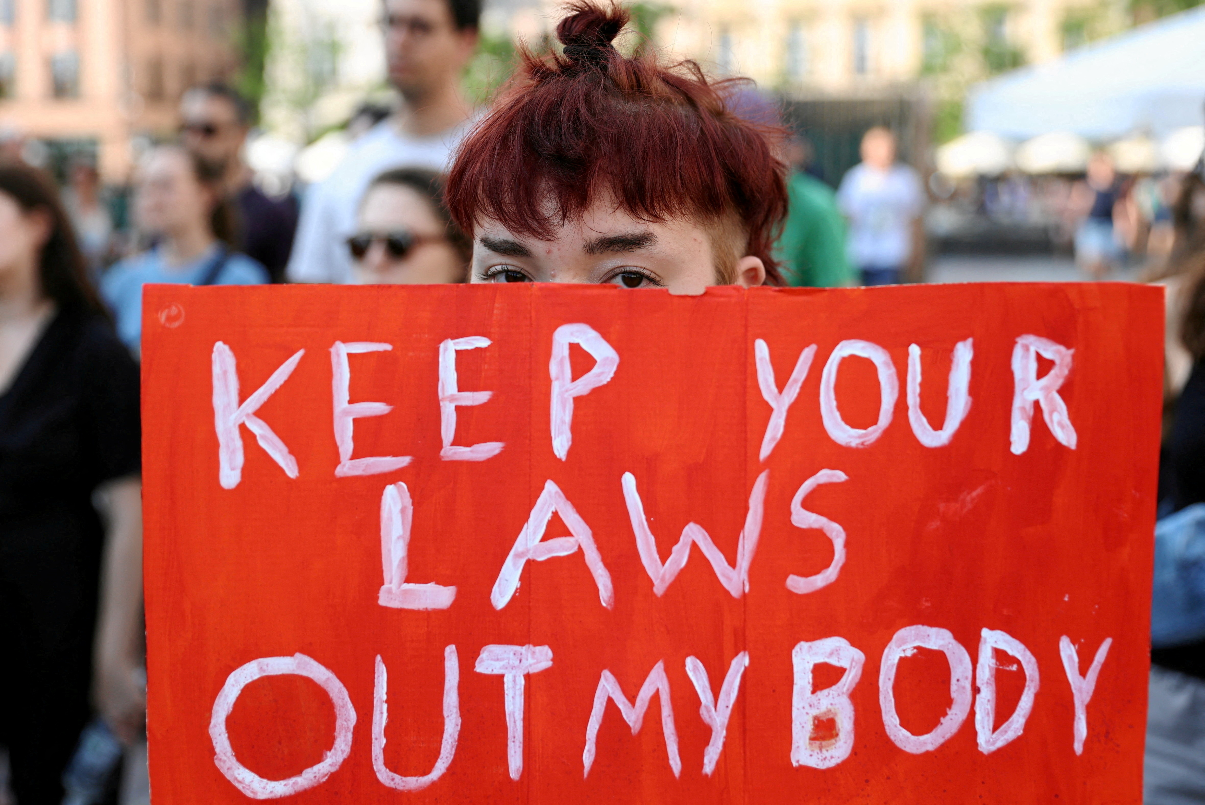 People protest in favour of liberalising Polish abortion laws w Krakow, Poland July 23, 2024 Agencja Wyborcza.pl/Konrad Kozlowski via REUTERS