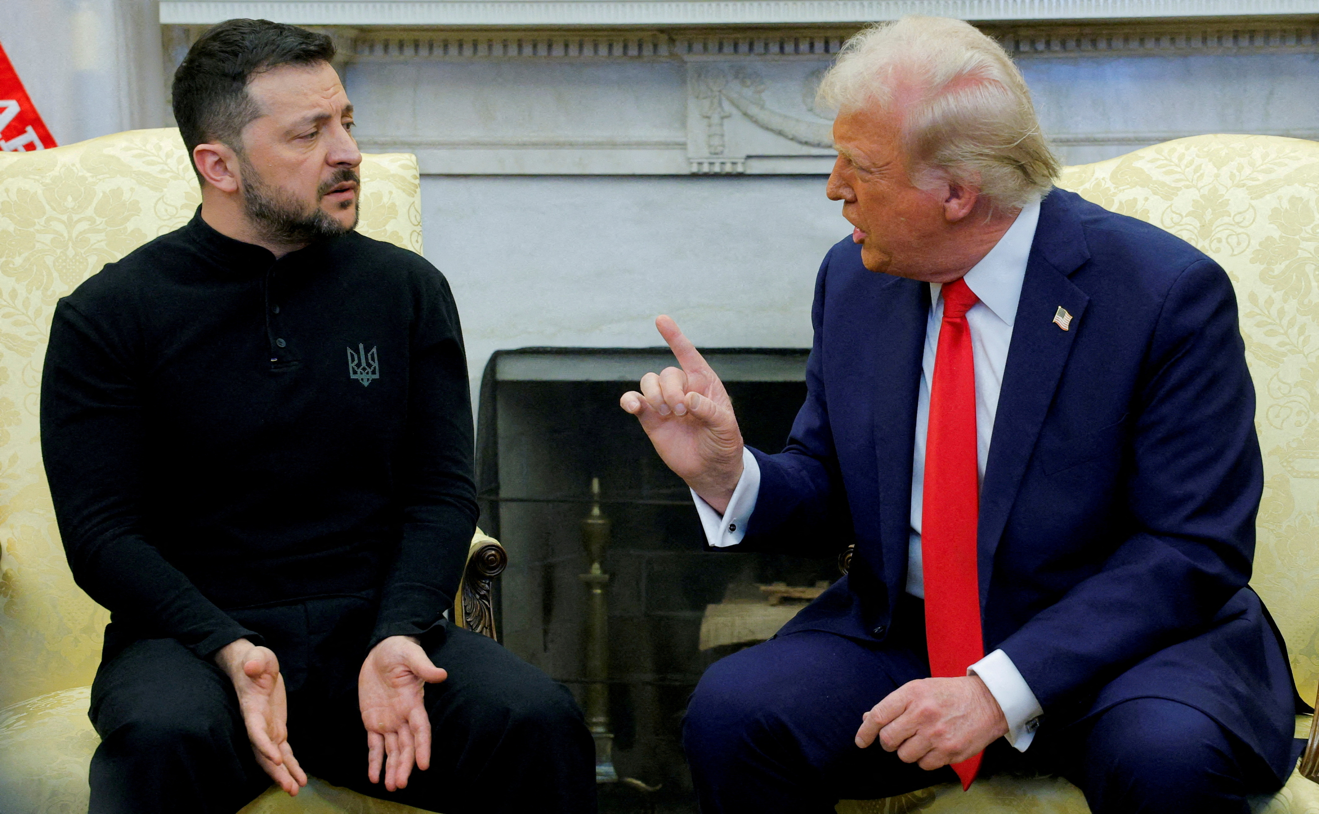 U.S. President Donald Trump meets with Ukrainian President Volodymyr Zelenskiy at the White House in Washington, D.C., U.S., February 28, 2025. REUTERS/Brian Snyder