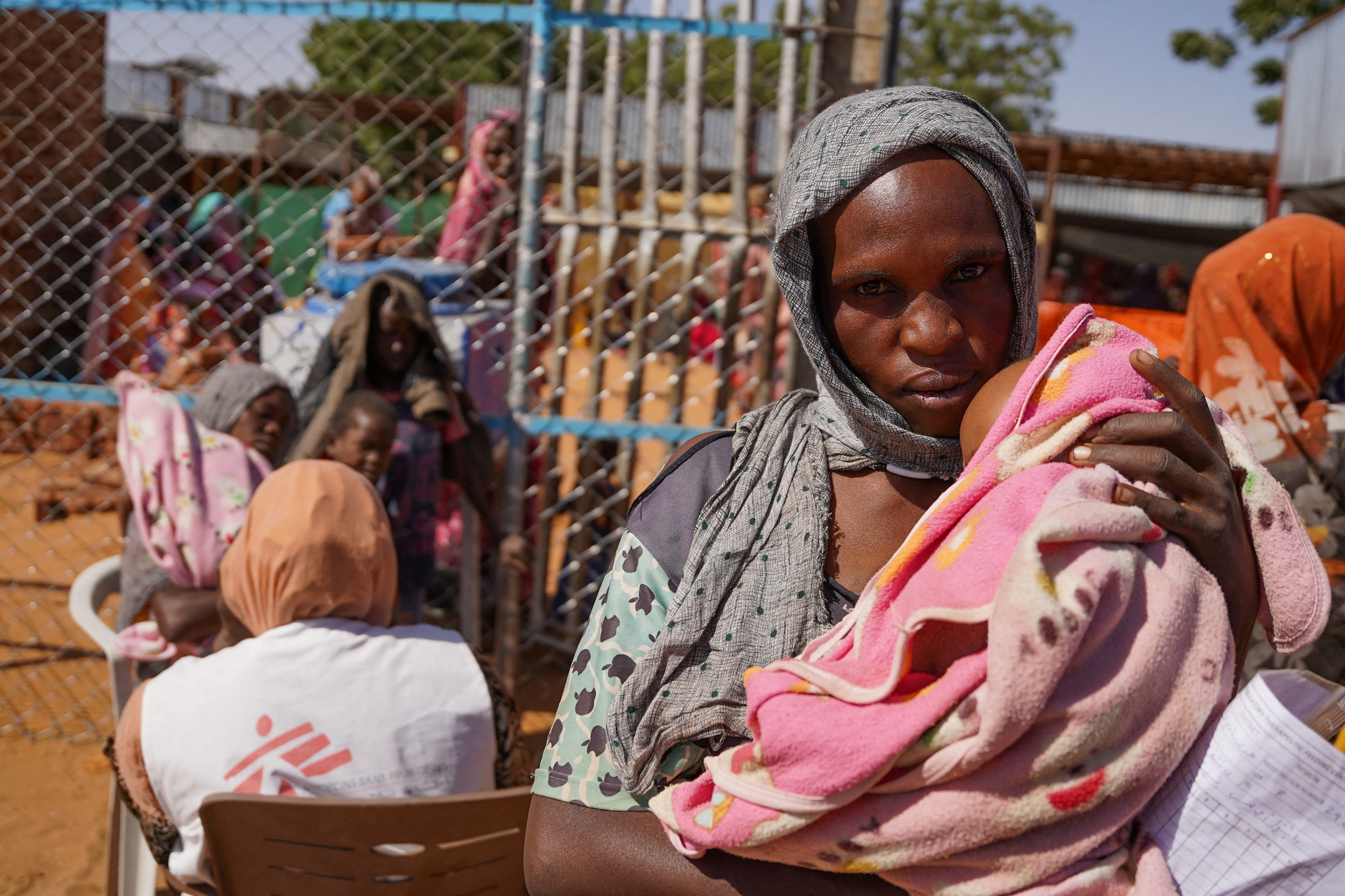 A woman and baby at the Zamzam displacement camp, close to al-Fashir in North Darfur, Sudan. MSF/Mohamed Zakaria/Handout via REUTERS