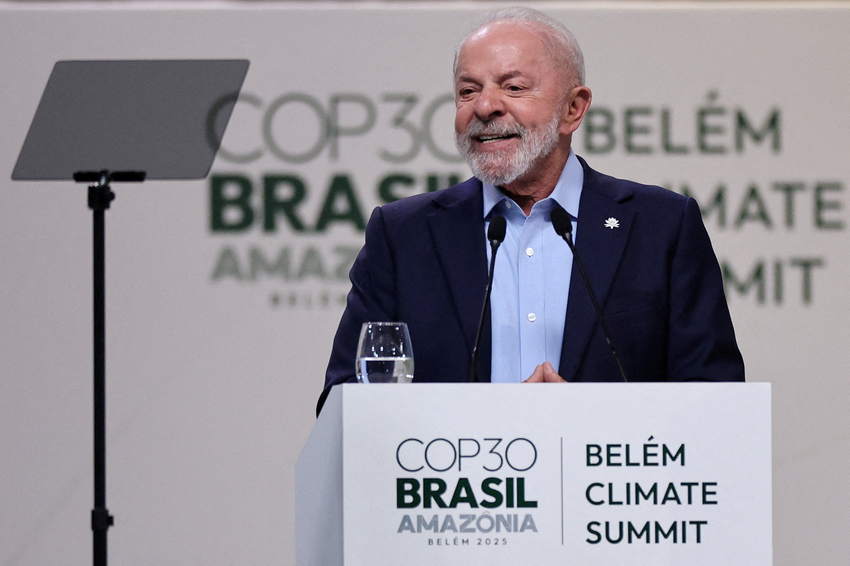Brazil's President Luiz Inacio Lula da Silva speaks at the opening of the Belem Climate Summit plenary session, as part of the United Nations Climate Change Conference (COP30), in Belem, Brazil, November 6, 2025. REUTERS/Adriano Machado