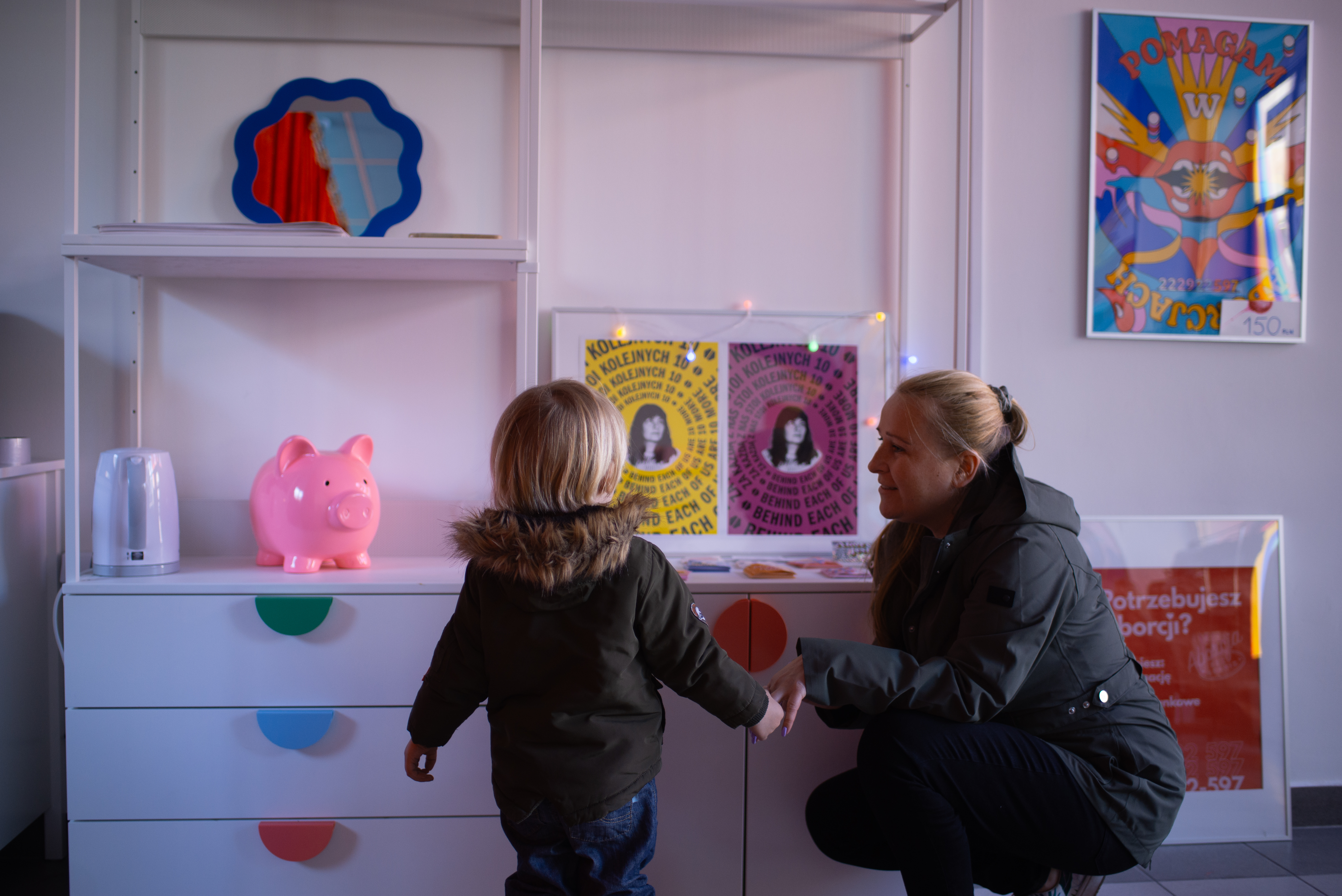 Joanna Sagier visits the abortion center with her two-year-old son. In 2021, activists helped Joanna arrange a trip to Holland to terminate her previous pregnancy, after the fetus was diagnosed with Edwards syndrome, a rare genetic disorder that causes severe disability and can also pose a risk to the pregnant woman's life. April 7, 2025. Thomson Reuters Foundation/Ada Petriczko