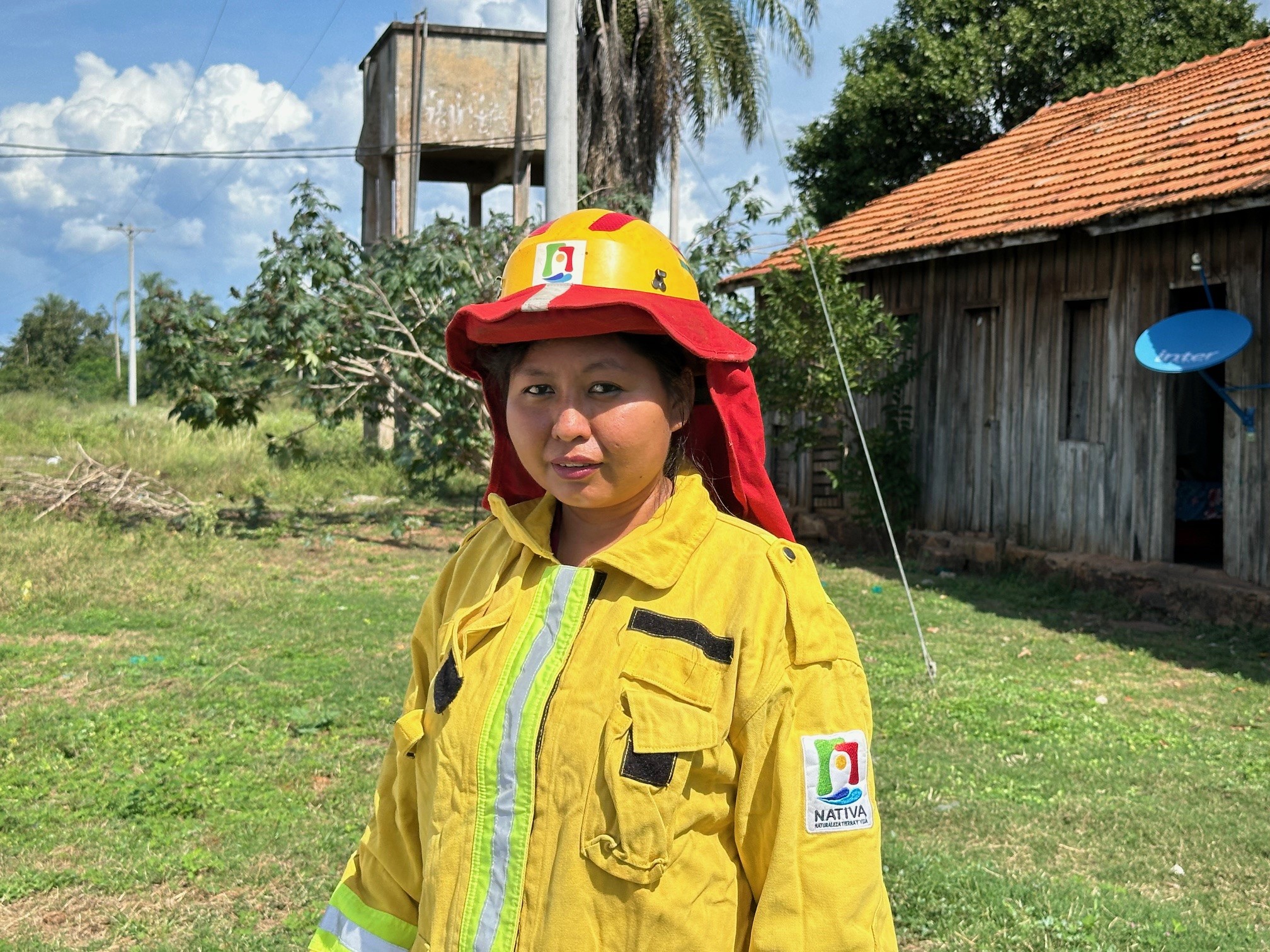 Indigenous volunteer firefighter Angelina Rodas at the Naranjos farming community, Robore, Bolivia. May 20, 2025. Thomson Reuters Foundation/Nathalie Iriarte