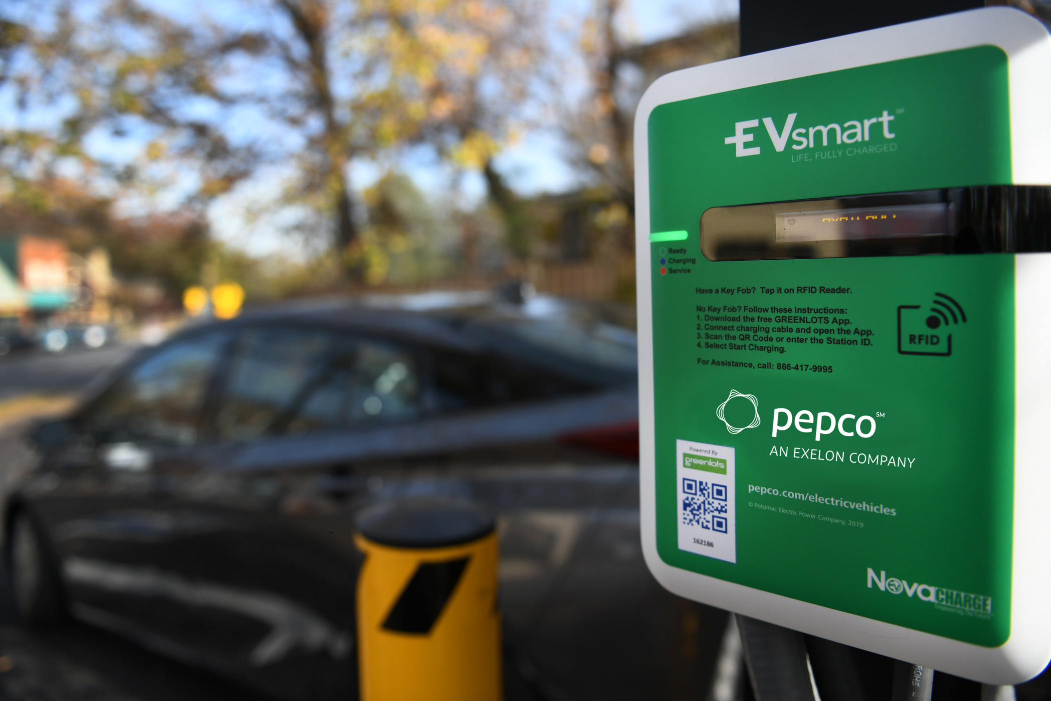 A public electric-vehicle charger installed in Takoma Park, Maryland.