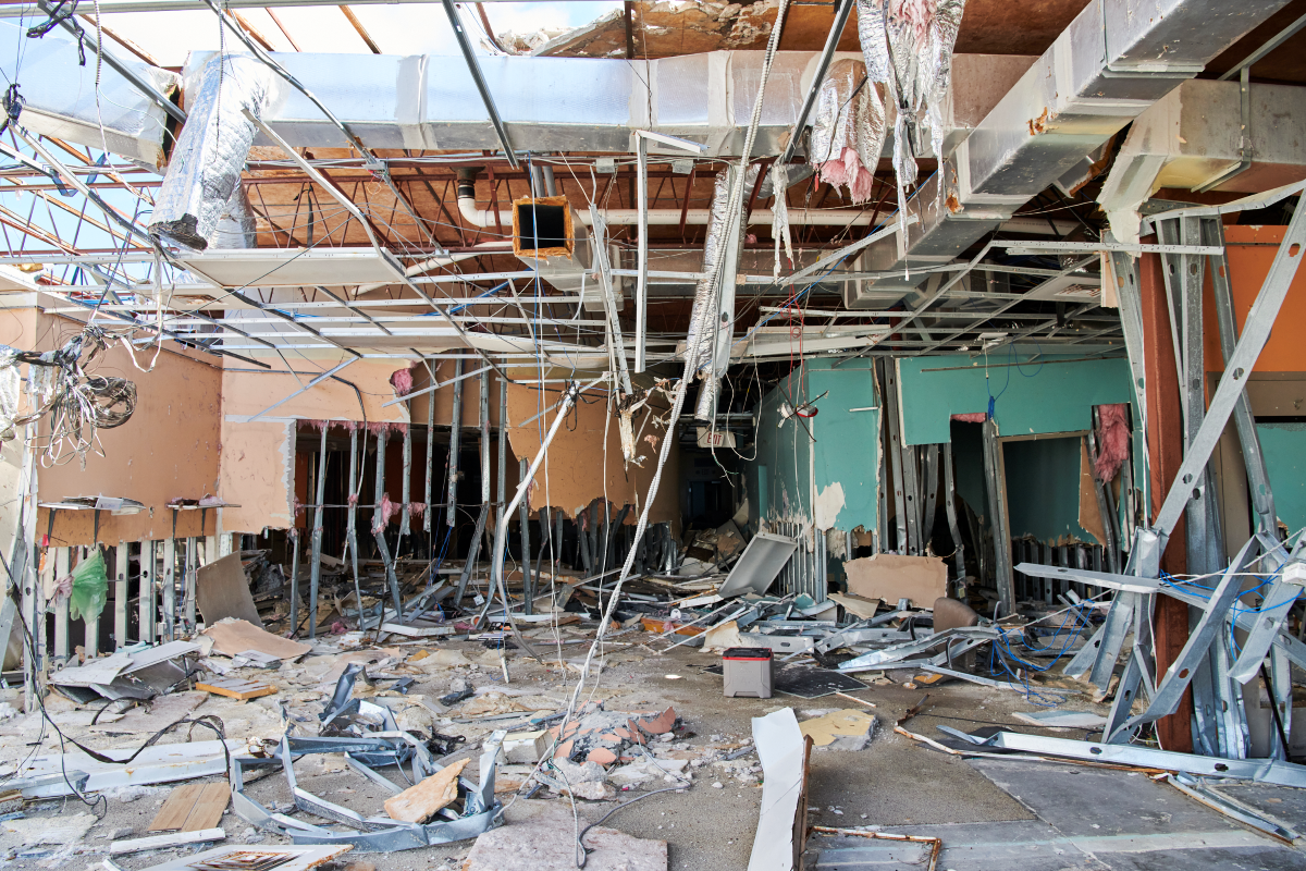 Remains of Fort Myers Beach Town Hall are pictured in Fort Myers Beach, Florida, USA, May 24, 2023