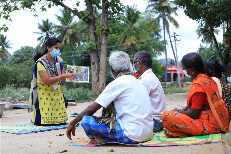 A TB survivor advocates for patient services in Krishnagiri, Tamil Nadu in July 2023. REACH/Handout via Thomson Reuters Foundation