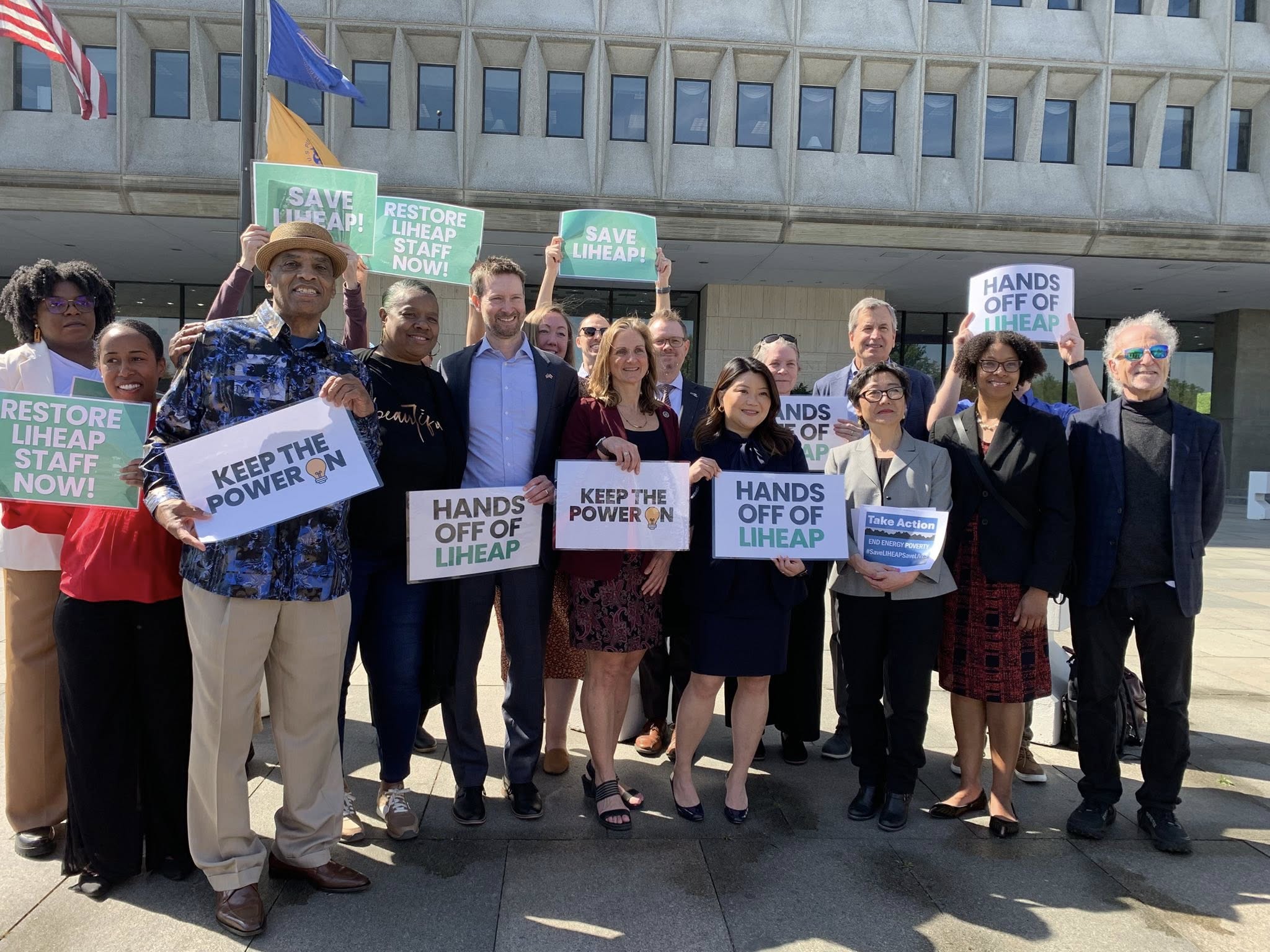 Local and state officials and residents take part in a Washington rally on proposed cuts to federal energy assistance on April 23, 2025. Rose Stutz/Handout via Thomson Reuters Foundation